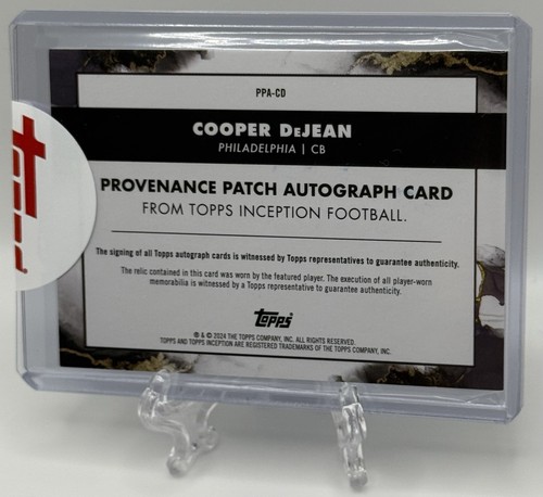 Cooper DeJean 2024 Topps Inception Provenance Jersey Patch Auto Purple RC /50! - Bild 3 von 3