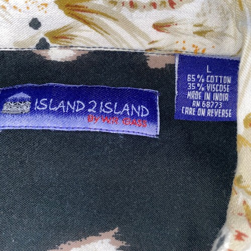 Island 2 Island Herren Blumen Hawaii Hemd Schwarz Beige Palmen Print L - Bild 2 von 6