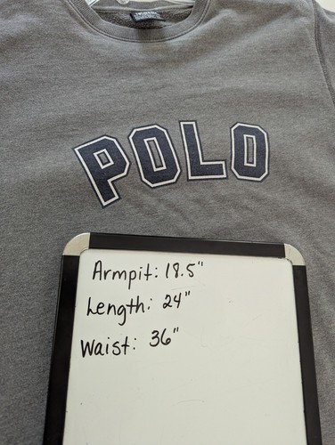 Vintage Polo By Ralph Lauren Women XL Gray Sweatshirt Blue Letters Preppy Casual - Picture 11 of 11