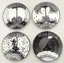 Rob Ryan Salad Plate Set 4 Four Seasons Black White This Was Our Place Dessert