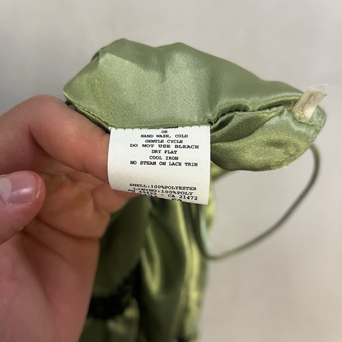 Vintage Gunne Sax by Jessica McClintock Lace Trim Mini Slip Dress Size 11 Green - Picture 4 of 10