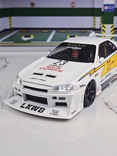 1/18 Nissan GT-R34 Skeyline JDM Diecast Vehicle Model Car Collectible Toy Gift - Video 1 of 1