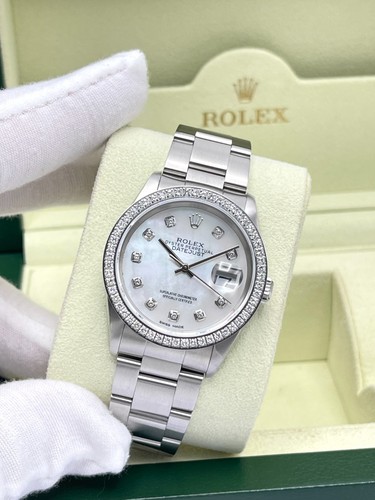 Rolex Datejust 16200 36mm MOP Diamond Dial & Diamond Bezel Oyster Box Papers - Picture 15 of 15