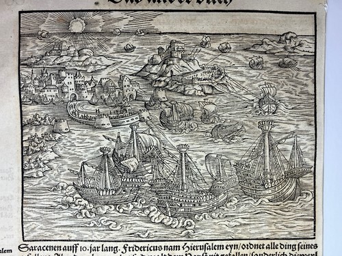 1548 Heinrich Vogtherr 7 woodcuts Sea Battle, Feast Antique Book Early Printing - Picture 2 of 12