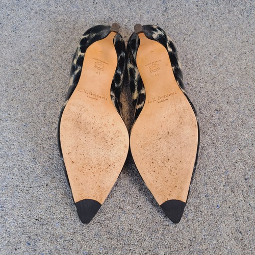 LK Bennett Court Shoes Black Beige 41 UK 8 Patent Leather 3" Stiletto Heel - Picture 9 of 11