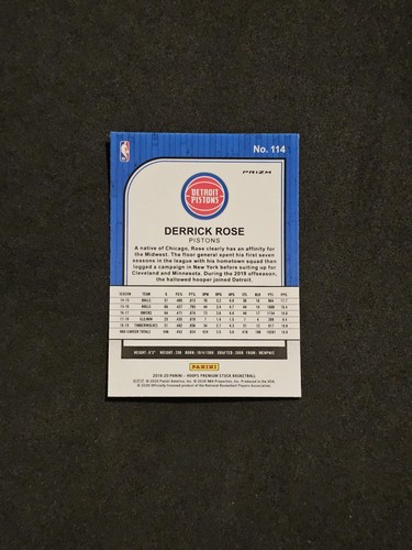 2019-20 Hoops Premium Stock Derrick Rose #114 Blue Cracked Ice - Picture 2 of 2