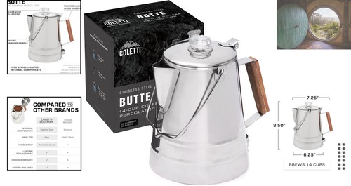 Butte 14 Cup Percolator Coffee Pot - Perfect for Outdoors - Bild 2 von 9