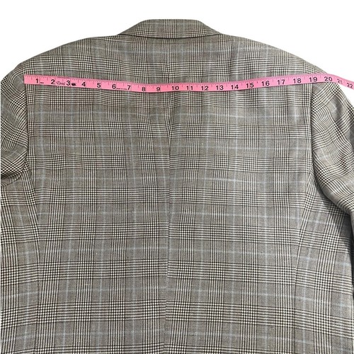 Canali Sport Coat Silk Linen Cotton Plaid Houndstooth Gray Black Blue Sz 56R - Picture 11 of 13