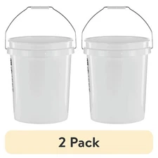 (2 pack) United Solutions 5 Gallon Round Utility Bucket, Comfort Handle, Plastic