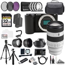 Sony ZV-E10 II Black  FE 70-200mm f/4 Macro G OSS II Lens 32GB ExtBat 9PCFiltr