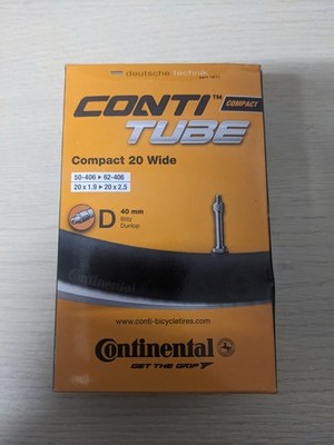 Continental Fahrrad Schlauch Compact 20 Wide 20x1.90-2.50'' Schwarz Dunlopventil