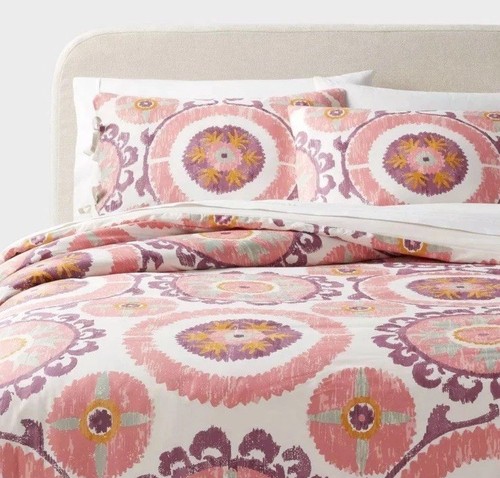 King Boho Suzani Print Comforter and Sham Set Ivory/Salmon Orange/Plum Threshold