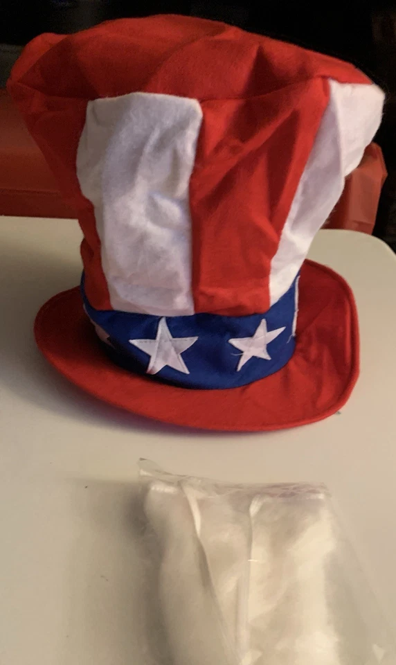 Kit de accesorios de disfraz de 2 piezas Tío Sam sombrero alto y barba en la barba nuevo en paquete Foto 2 de 4