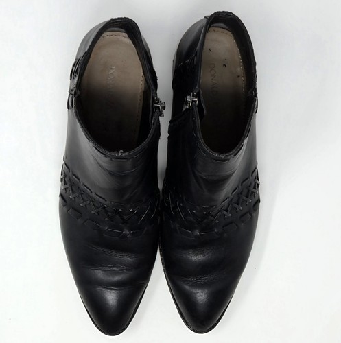 Donald Pliner Zip Ankle Boots Black Leather Bowery Size 7.5M - Picture 10 of 11