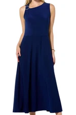 Antthony Women's O-Ring Detail Sleeveless Midi Dress Navy