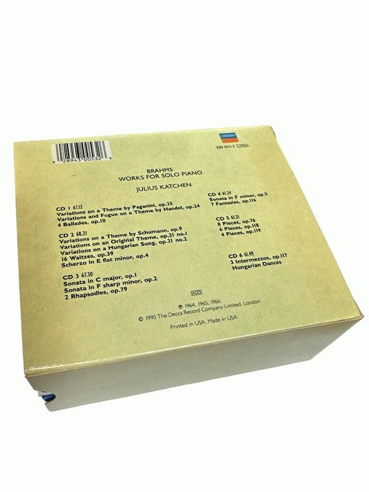 Brahms: Works for Solo Piano - London 1990 Katchen - MINT Original release Foto 4 de 4