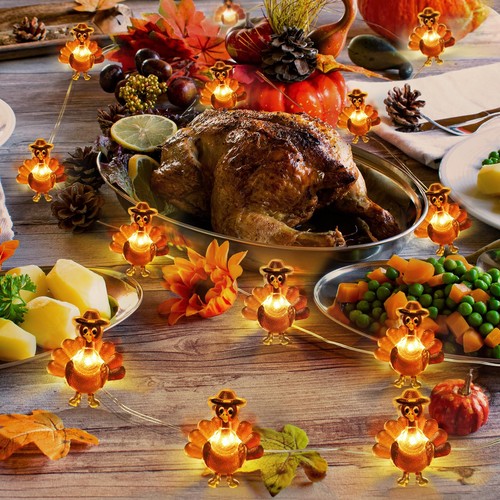 [Timer] Fall Thanksgiving Turkey Lights Decorations, 10FT 30LED Copper Wire F... - Bild 2 von 6