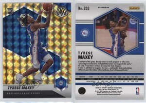 2020-21 Panini Mosaic Rookie Reactive Yellow Prizm Tyrese Maxey #203 Rookie RC
