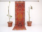 2.4 x 8.3 Feet Red Orange Turkish Runner Rug – Handmade Wool Carpet – Hallway