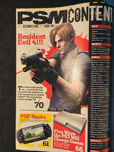 PSM Magazine December 2005 #104 Playstation Resident Evil 4 Gran Turismo MGS - Picture 2 of 9