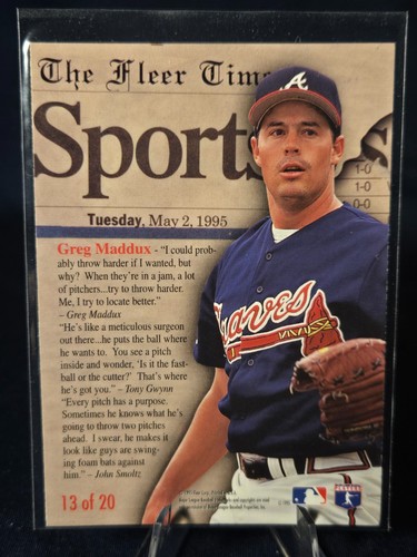 1995 FLEER UPDATE HEADLINERS GREG MADDUX #13 of 20 MINT!!! - Picture 2 of 2