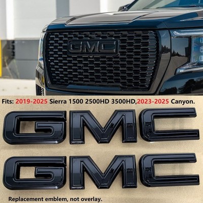 2x OEM Grille Tailgate Black GMC Emblem for Badge 2019+ Sierra 1500 2500HD Gloss