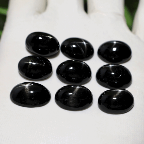 Estrella de Plata ~ 9 PIEZAS Piedras Preciosas Cabujón Ovalado Estrella Negra Natural 15mm-17mm - Imagen 8 de 12