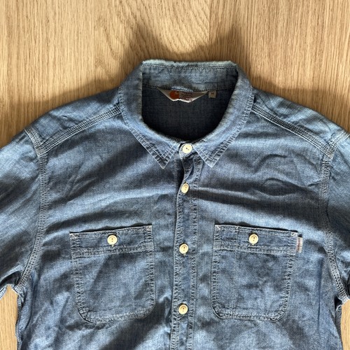 Carhartt Work In Progress Clink Shirt Mens M Denim Chambray Railroad WIP - Picture 3 of 8