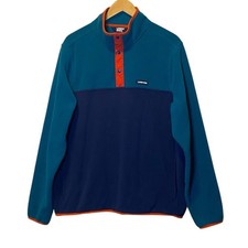 Lands  End T200 ColorBlock Snap Neck Fleece Pullover Men  s Large 42-44 Blue Teal