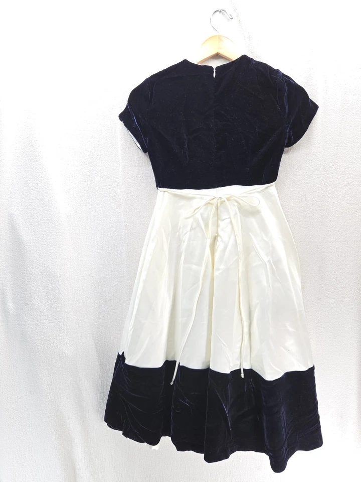 Vestido manga corta HELENA Neiman Marcus azul y blanco línea A talla 10 Foto 2 de 4