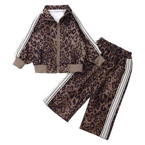 Baby Mädchen Jacke mit Hose Freizeit Leopardenmuster Laufen Zweiteiler Trainingsanzug - Bild 7 von 33