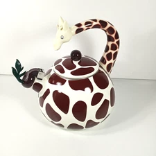 Whistling Tea Kettle for Stove Top Giraffe Decor Enamel on Steel, Tea Pots Cute