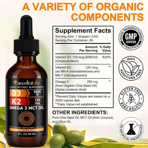 Premium Vitamin D3 and K2 Liquid Drops - Supports Bone Health, Immune Functio... - Picture 8 of 12