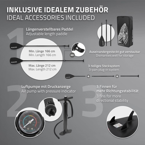 Surfboard stand up paddle surf tabla hinchable Makani SUP Negro-Rojo 320 cm - Bild 4 von 9
