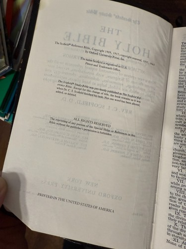 Holy Bible Red Letter Concordance Scofield Study System KJV Oxford 1945 Leather - Foto 4 di 6