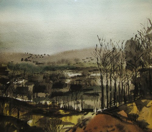 John Angelini 1961 Modernist Landschaft Aquarell aufgelistet New Jersey Künstler - Bild 6 von 7