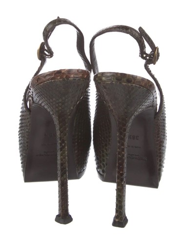 YVES SAINT LAURENT Python Tribtoo 105 Snakeskin Slingback Pumps Sz 6.5 RP $1175 - Picture 5 of 6