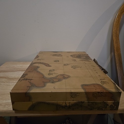 GO! GAMES 15 inch Leatherette Backgammon Set with Old World Map Design - Picture 4 of 9