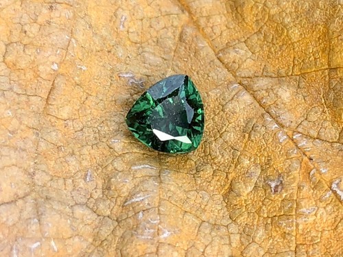 0.55 Ct Natural Green Tourmaline Trillion Cut Gemstone Afghanistan Origin - Picture 2 of 7