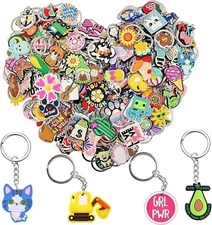 Bulk Keychains 100/200Pcs Random Different Keychain Lot Lovely Cool Key Chains f