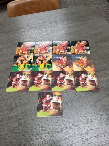 Set of 13 Vintage Coca-Cola Christmas Santa Claus Cork Coasters 4 Designs 1990s  - Picture 2 of 24