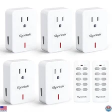 Wireless Remote Control Outlet Switch Kit, 5 Outlets, 2 Remotes, 100 ft Range