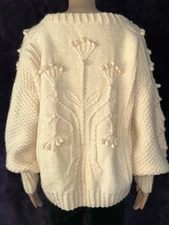 Vintage Blarney Woollen Mills Cable Knit Fisherman Sweater Handknit Ireland