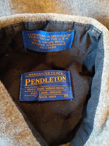 Pendleton Shirt Mens Medium Brown 100% Wool Elbow Patches Outdoor Hiking Camp - Picture 2 of 8