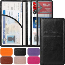 Premium Car Registration  Insurance Card Holder, Cowhide Black