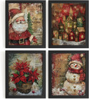 Vintage Christmas Wall Art Santa Claus Decor Snowman Wall Art Prints, Xmas Decor