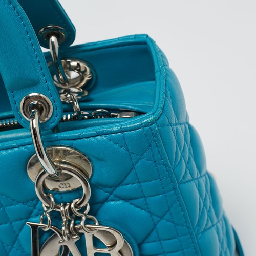 Dior Turquoise Blue Cannage Leather Medium Lady Dior Tote - Bild 10 von 10