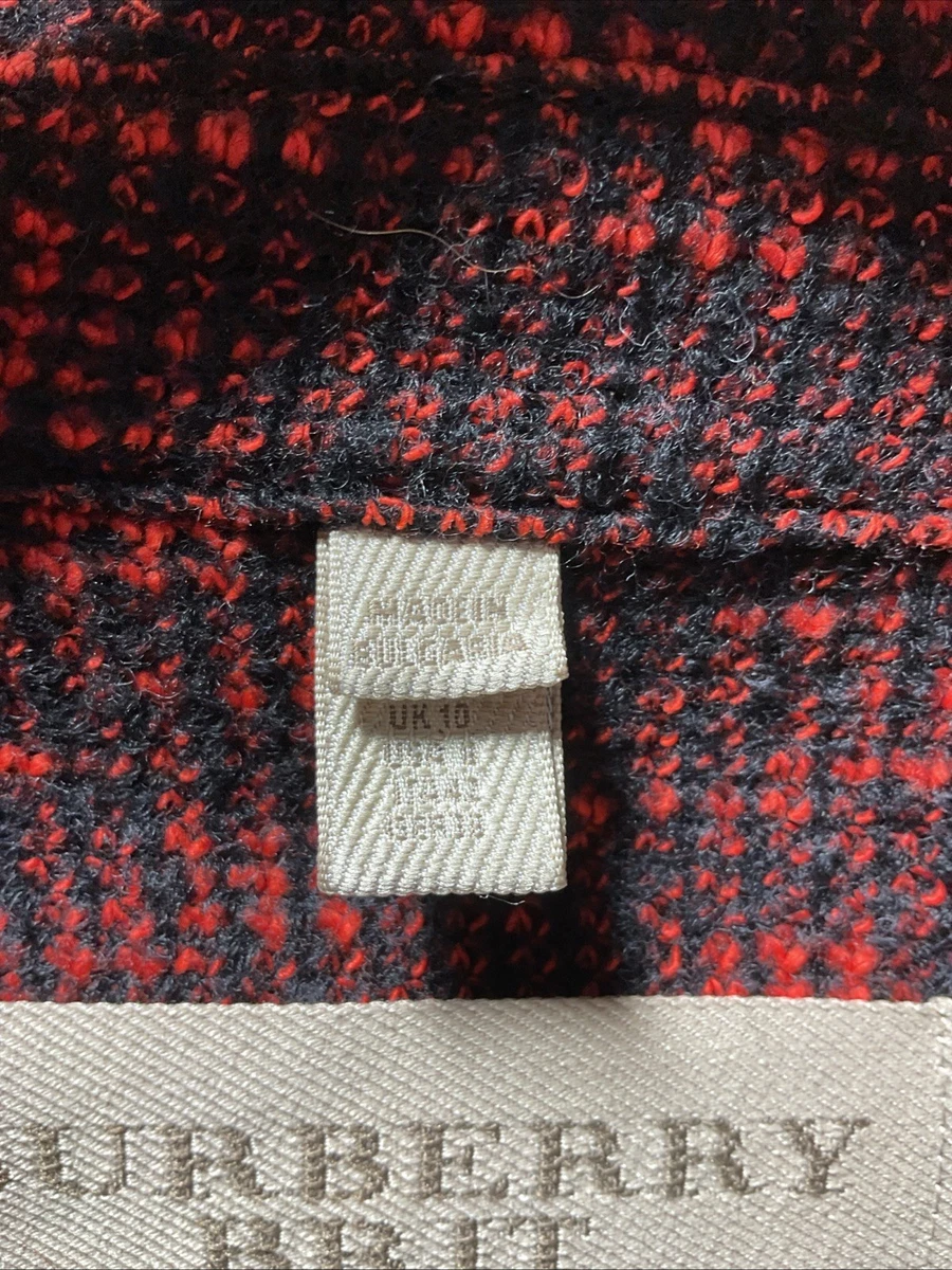 Chaqueta/blazer Burberry Brit rojo y negro mezcla de lana Boucle talla US 8, envío rápido