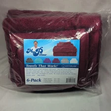 MyPillow 6 Piece Towel Set Cranberry Red Cotton Bath Hand Washcloth New