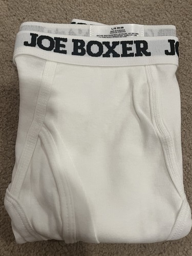 One Vintage Mens Joe Boxer White Brief Size Lg (36-38). Rare.  NOOP. Free Ship